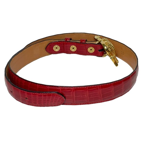 Barry Kieselstein-Cord | Bronze Gold Woven Heart Buckle Red Alligator Belt main image 6